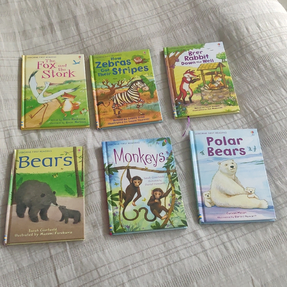 Bundle of 6 USBorne First Reading Hardcover Books - Bears, Monkeys, Polar Bears